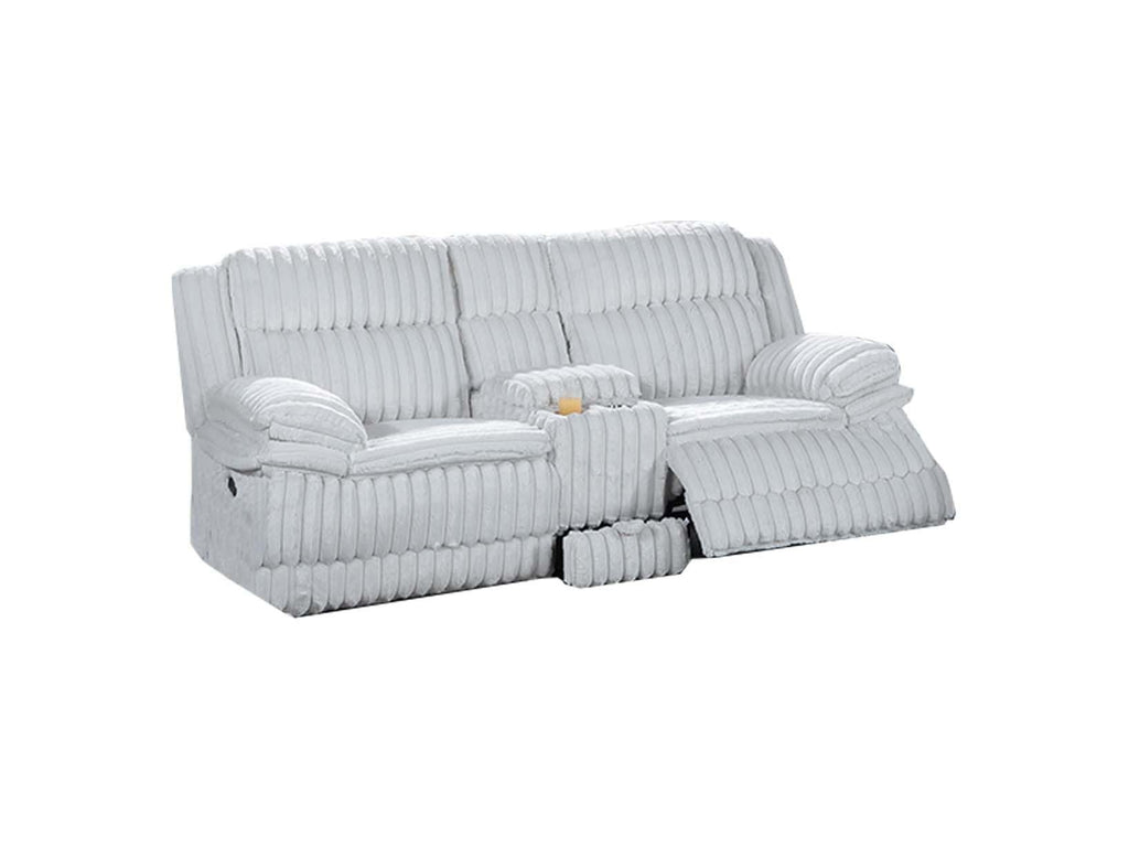 Light Gray Corduroy Recliner Loveseat with Drawer Console G661767