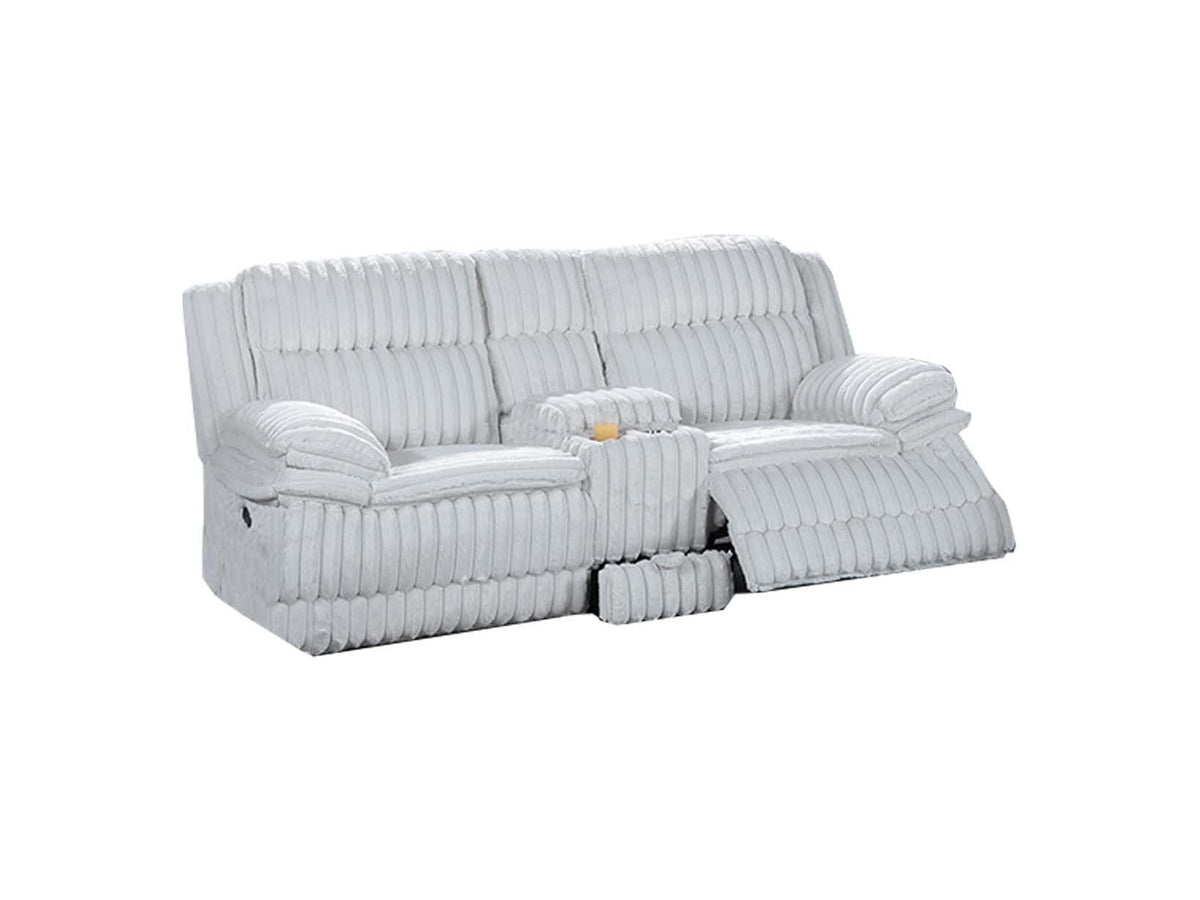 Light Gray Corduroy Recliner Loveseat with Drawer Console G661767