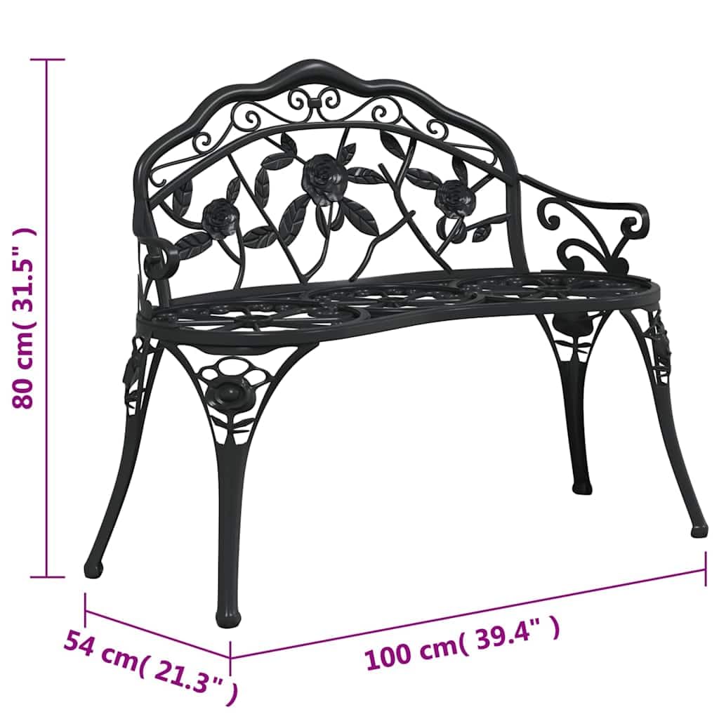 Cast Aluminum Black Patio Bench C36334