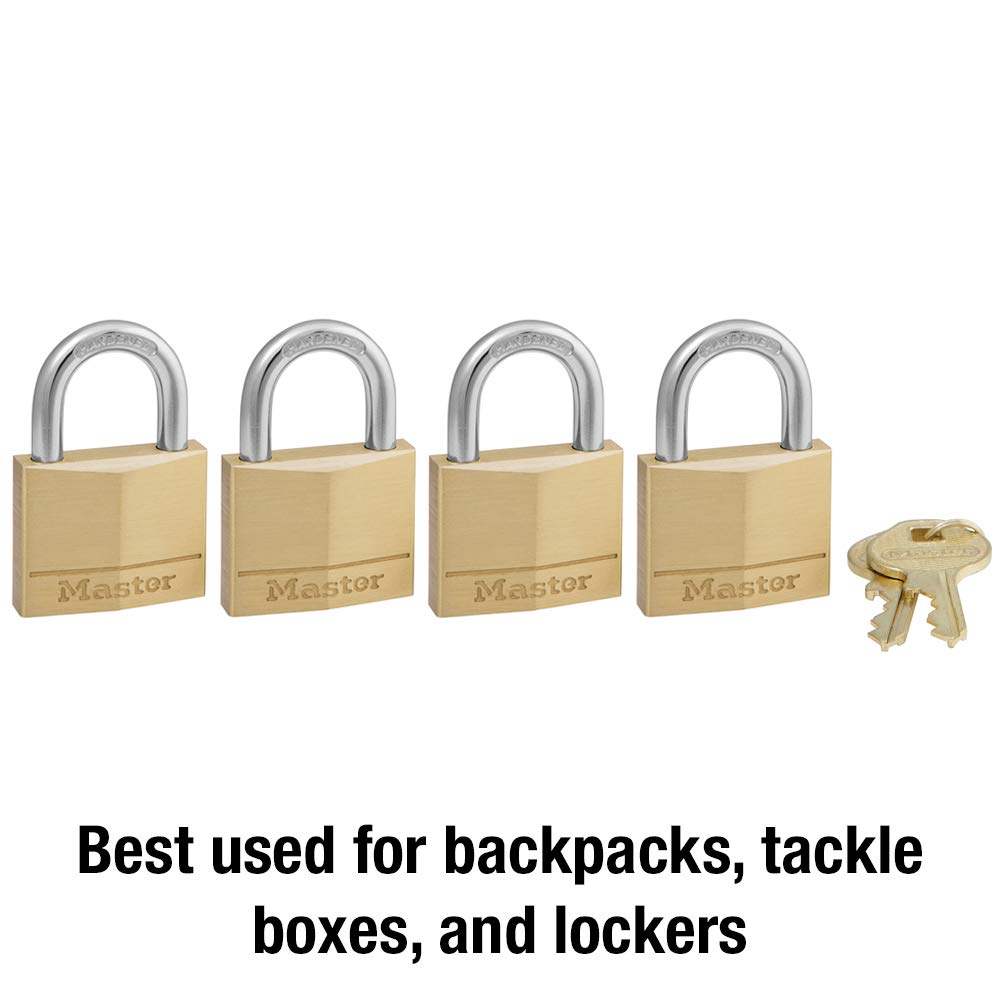 Solid Brass Padlock with Key, 4 Pack M668