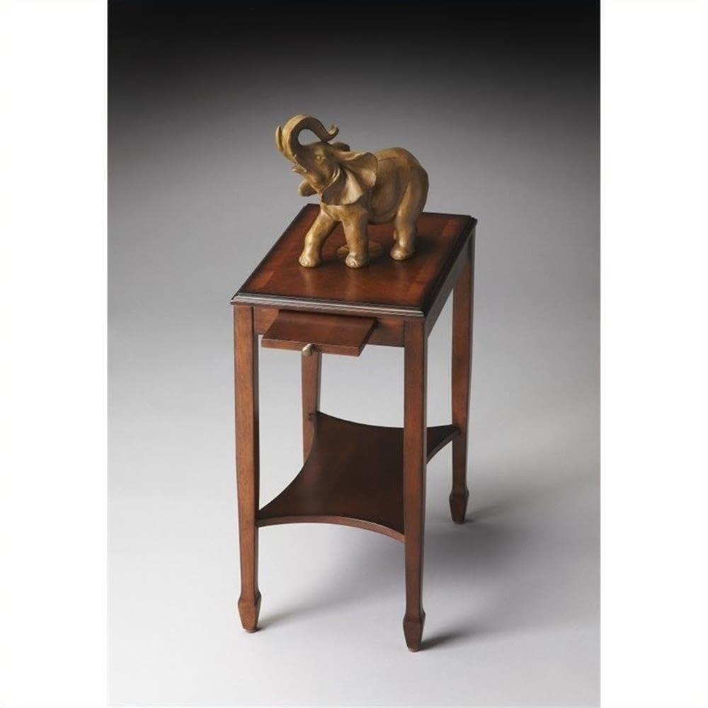 Traditional Rectangular Wood Side Table with Pull-Out Tray F935576