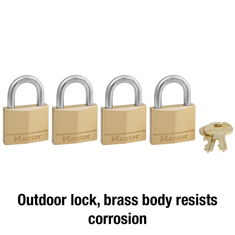Solid Brass Padlock with Key, 4 Pack M668