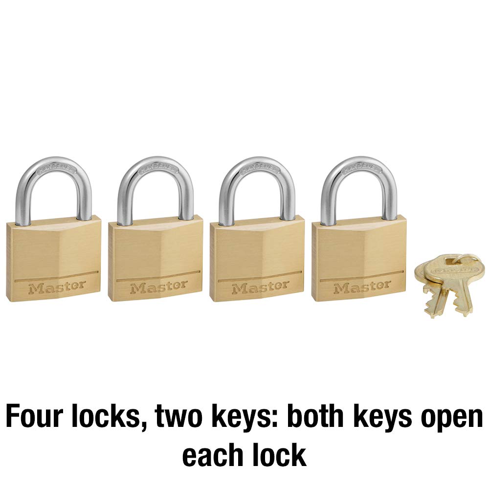 Solid Brass Padlock with Key, 4 Pack M668