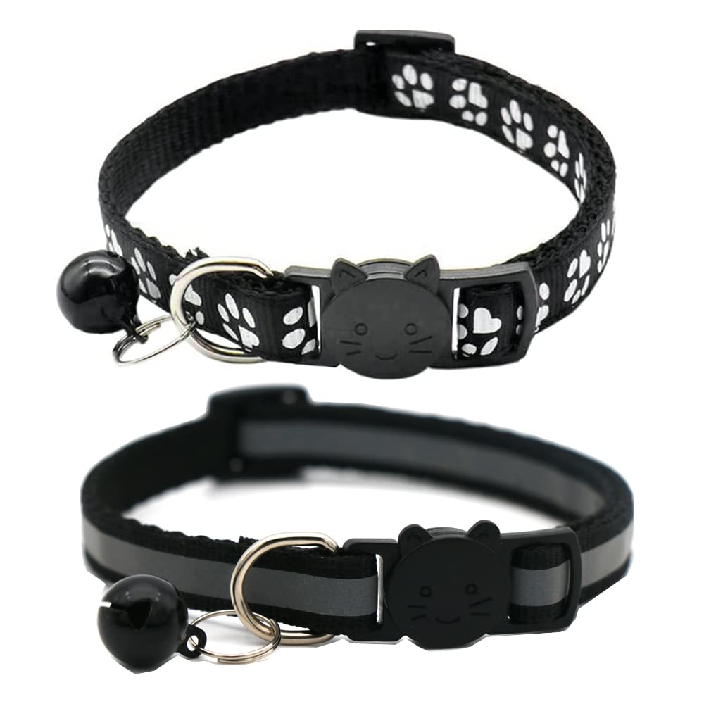 2 Pack Black Cat Collars with Bell G94788