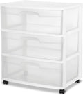Plastic Storage Drawer Cart with 3 Clear Drawers with Wheels V5765