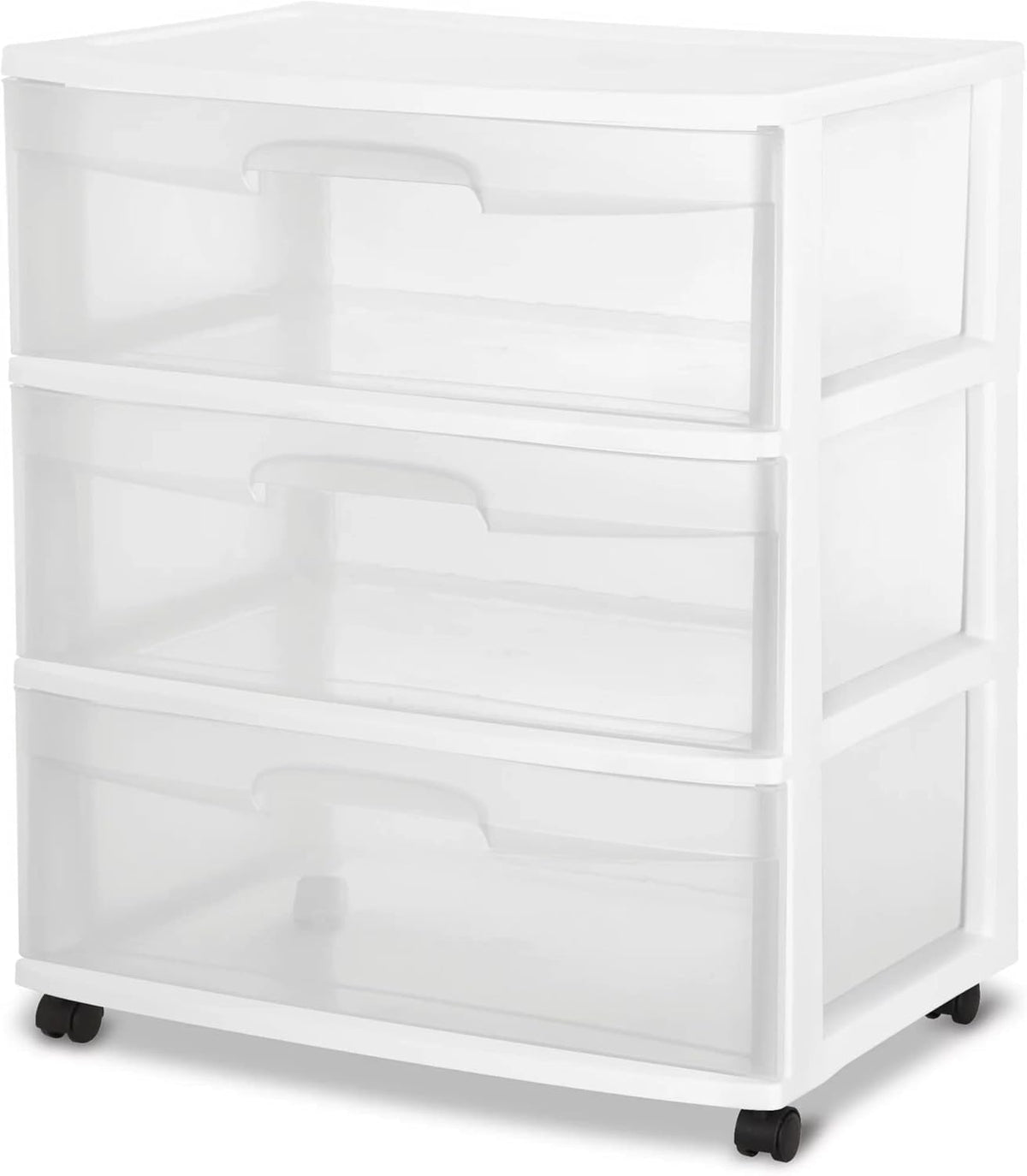 Plastic Storage Drawer Cart with 3 Clear Drawers with Wheels V5765