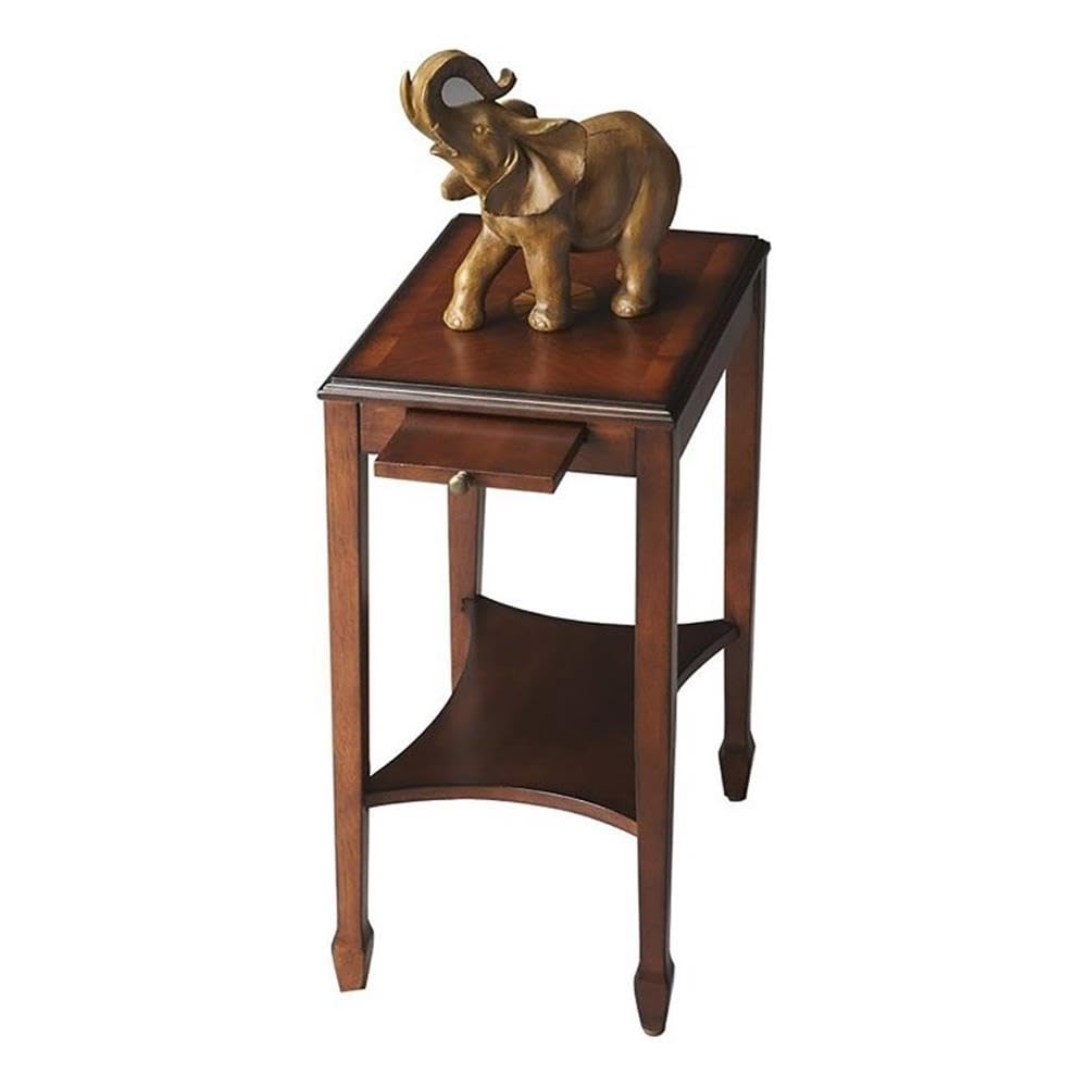 Traditional Rectangular Wood Side Table with Pull-Out Tray F935576