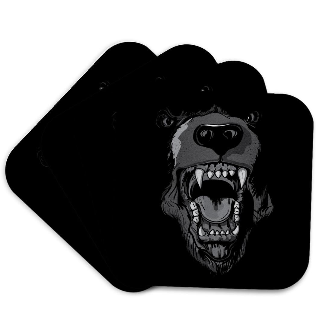 Black Bear Face Set of 4 Coasters Y764
