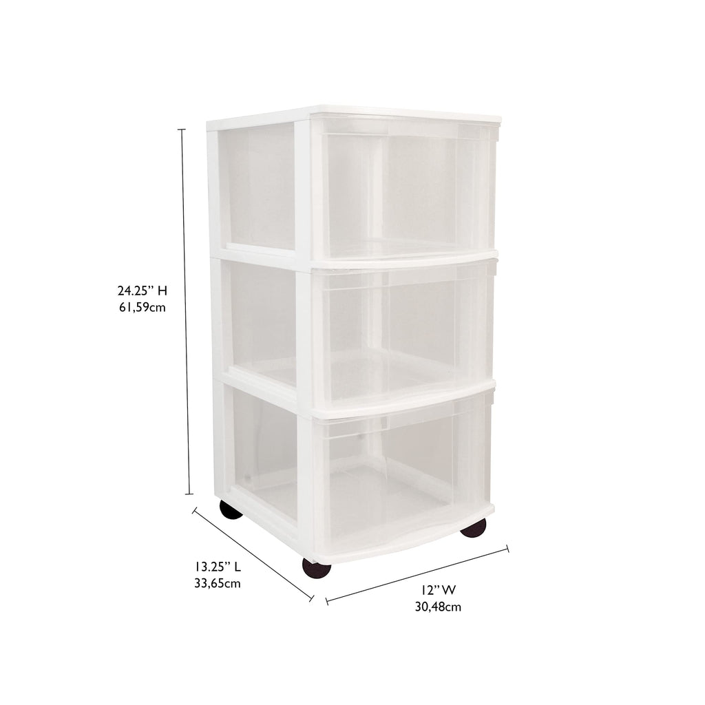 3 Drawer Plastic Rolling Organizer Cart S69579