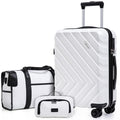3 Piece White Carry On Luggage Set E856513