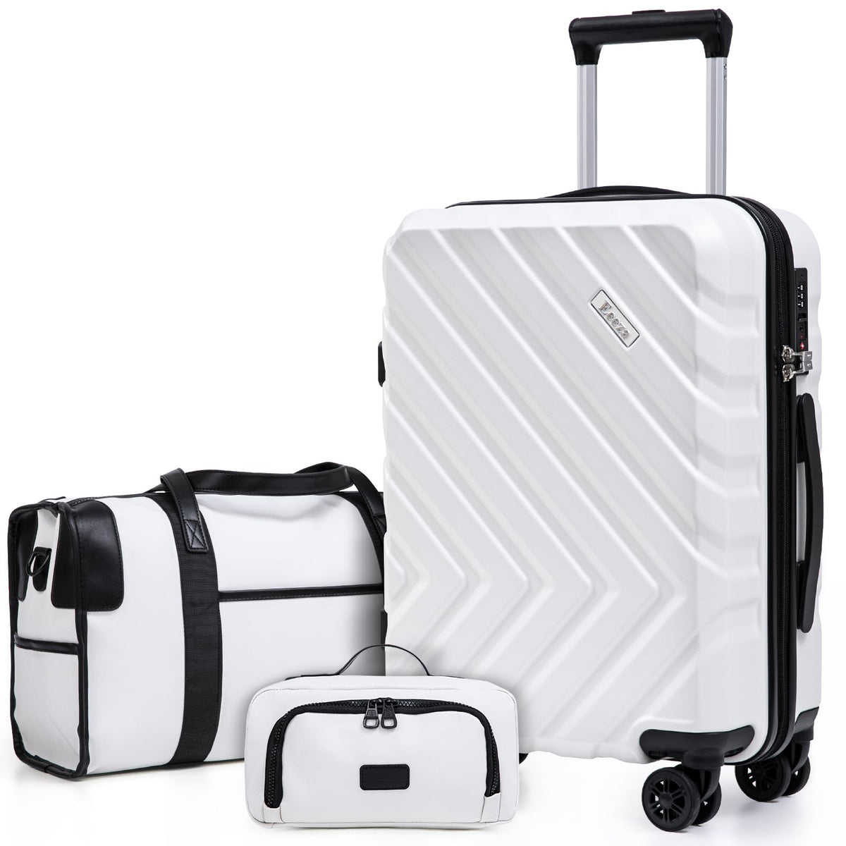 3 Piece White Carry On Luggage Set E856513