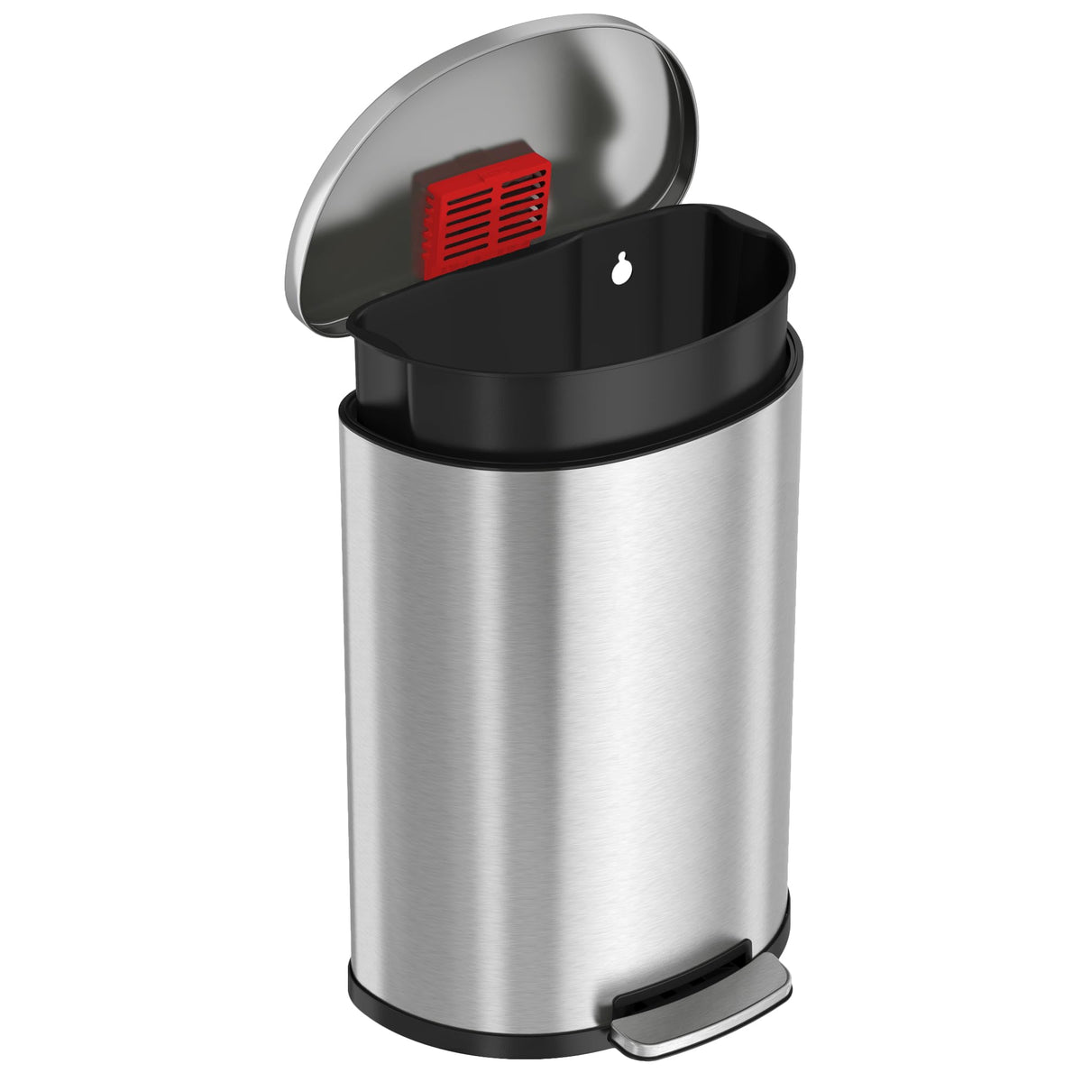 50L Stainless Steel Step Trash Can with Odor Filter and Removable Bucket S744