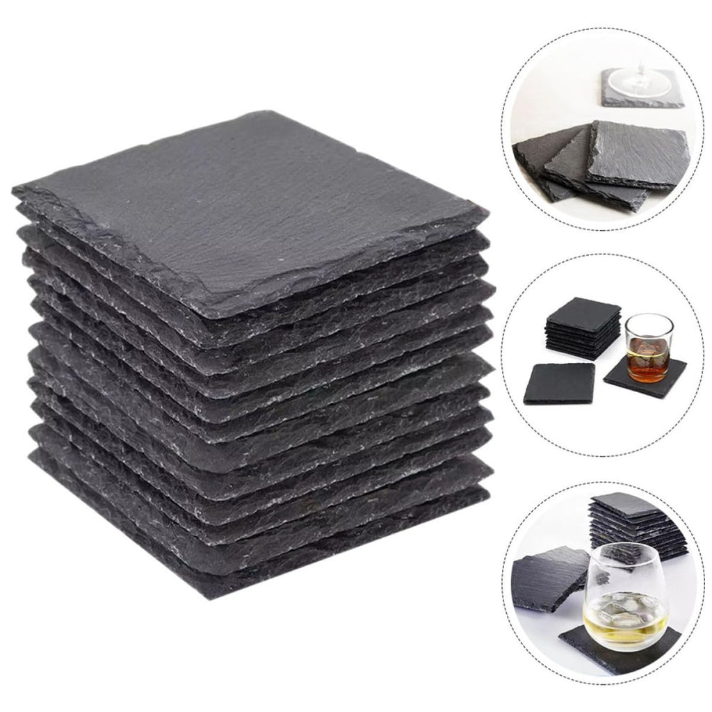 12 Pc Natural Stone Coasters with Non Slip Bottom V5540
