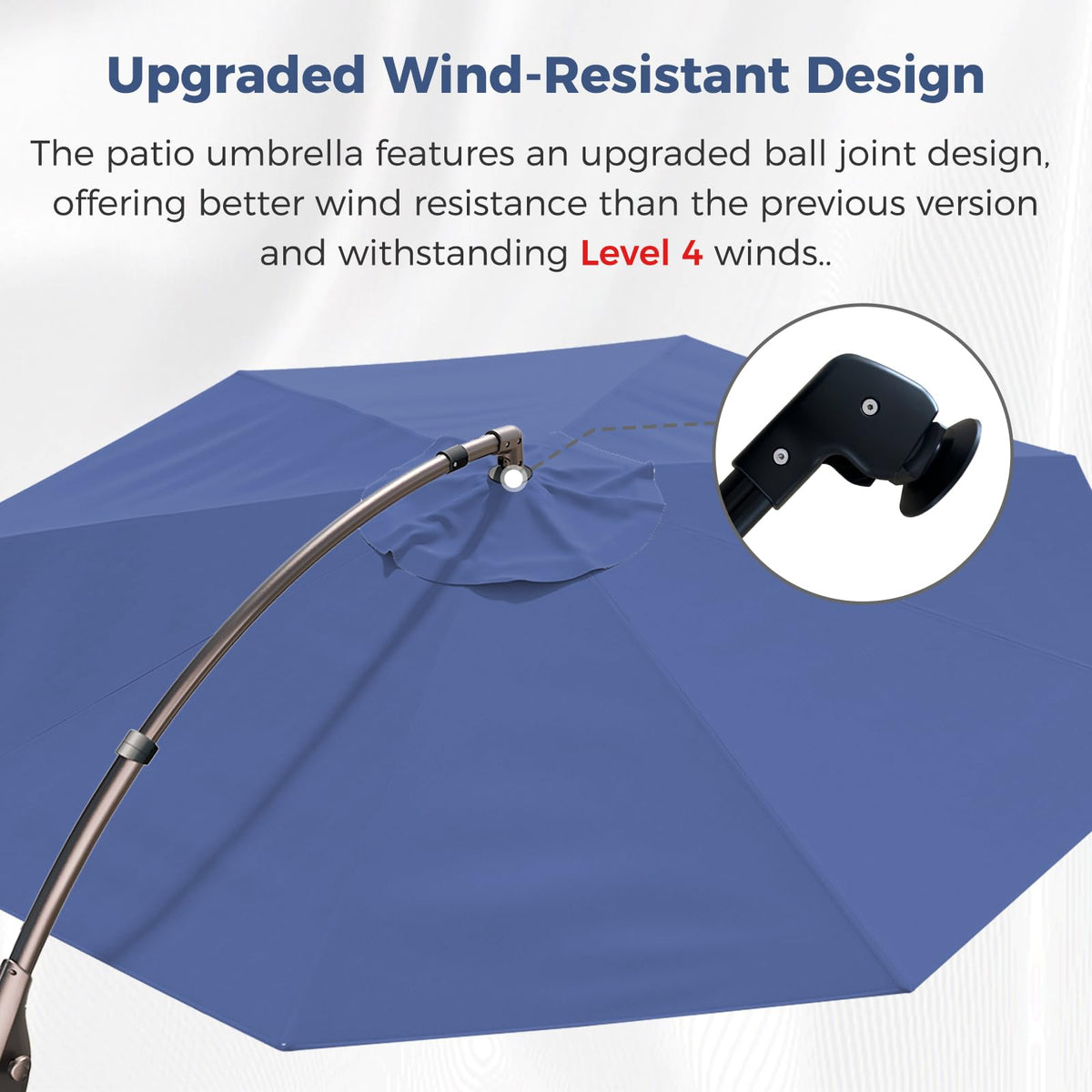 12FT Cantilever Round Umbrella with Base & Cover Navy Blue N110