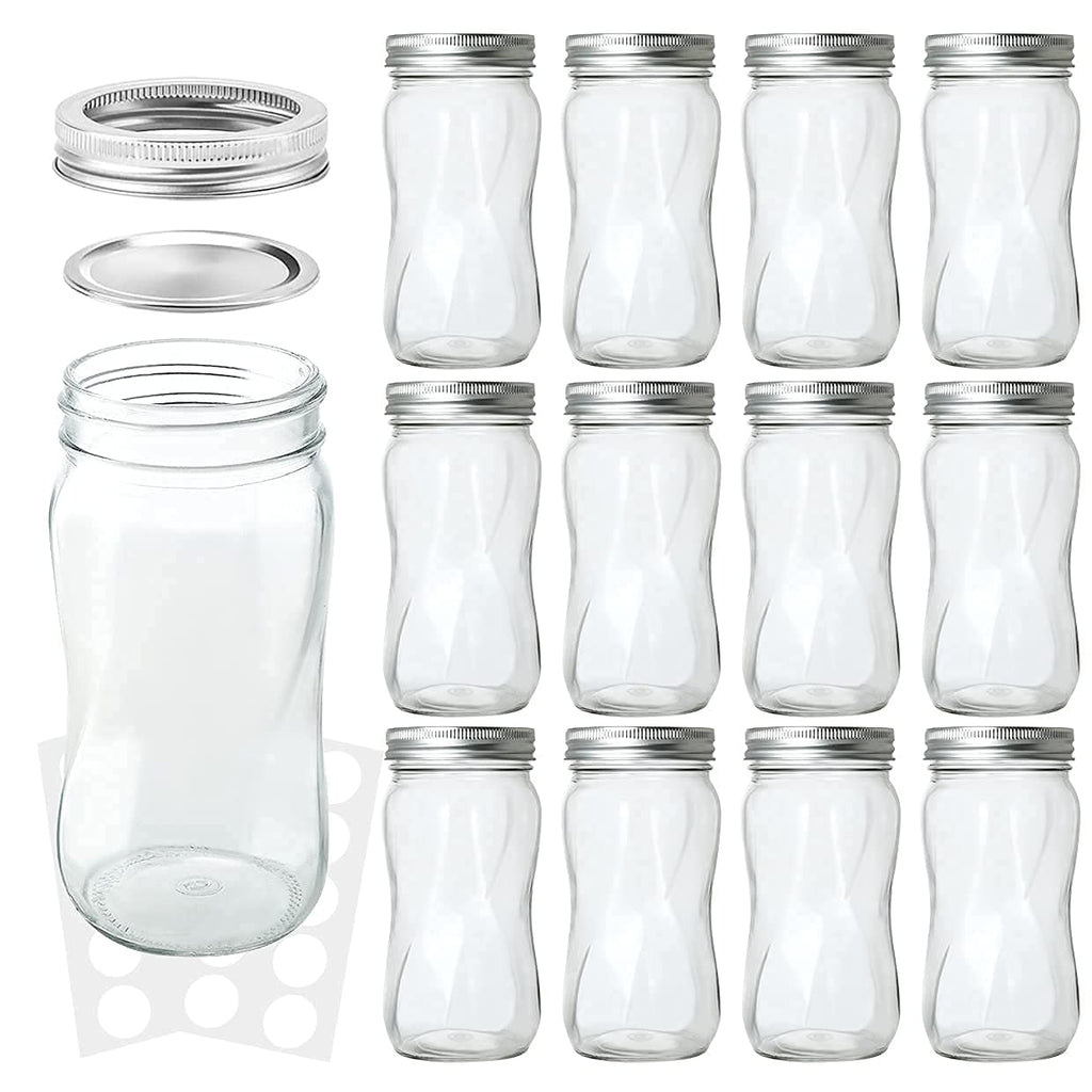 16oz Regular Mouth Mason Jars 12 Pack with Lids & Bands B7799