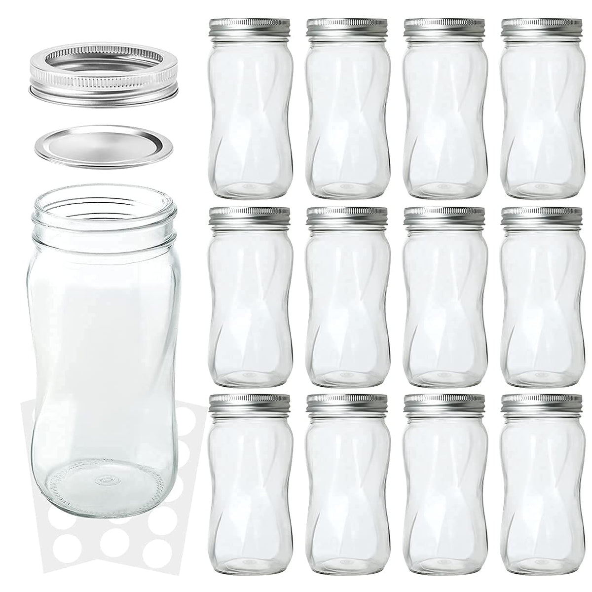 16oz Regular Mouth Mason Jars 12 Pack with Lids & Bands B7799