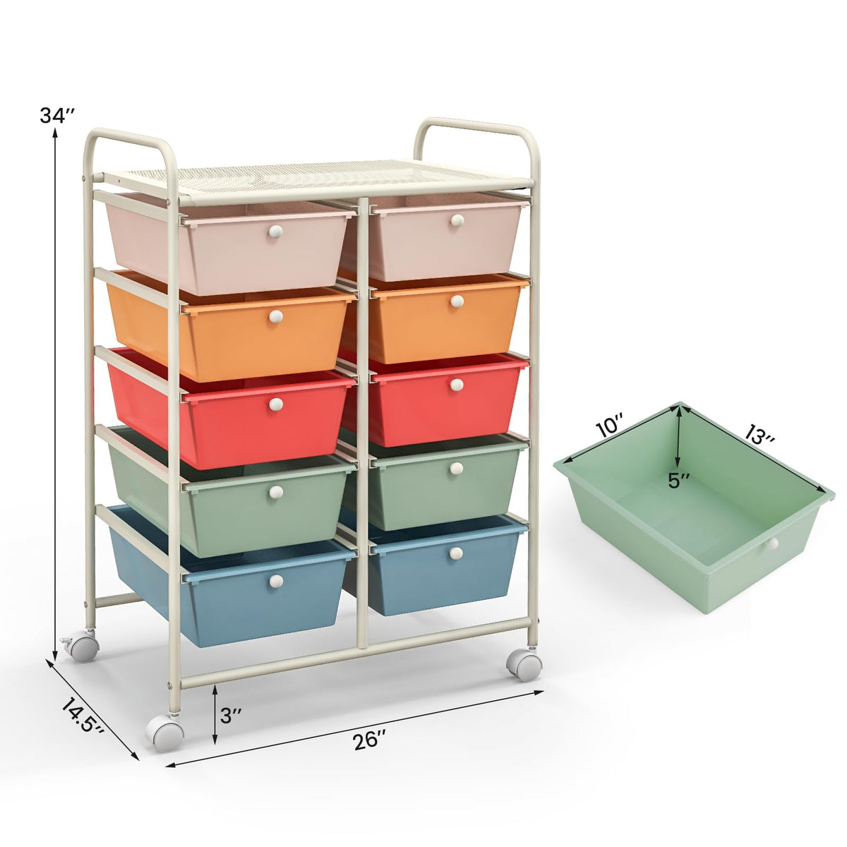 10 Drawers Rolling Storage Cart B95890
