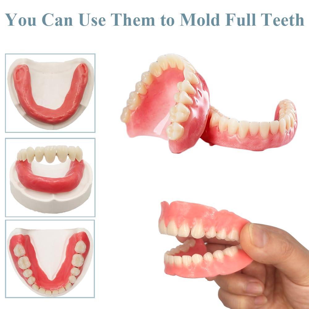 DIY Denture Complete Kit with Impression Material, Gum Material, Components for Top and Bottom Full or Partial Dentures D27692