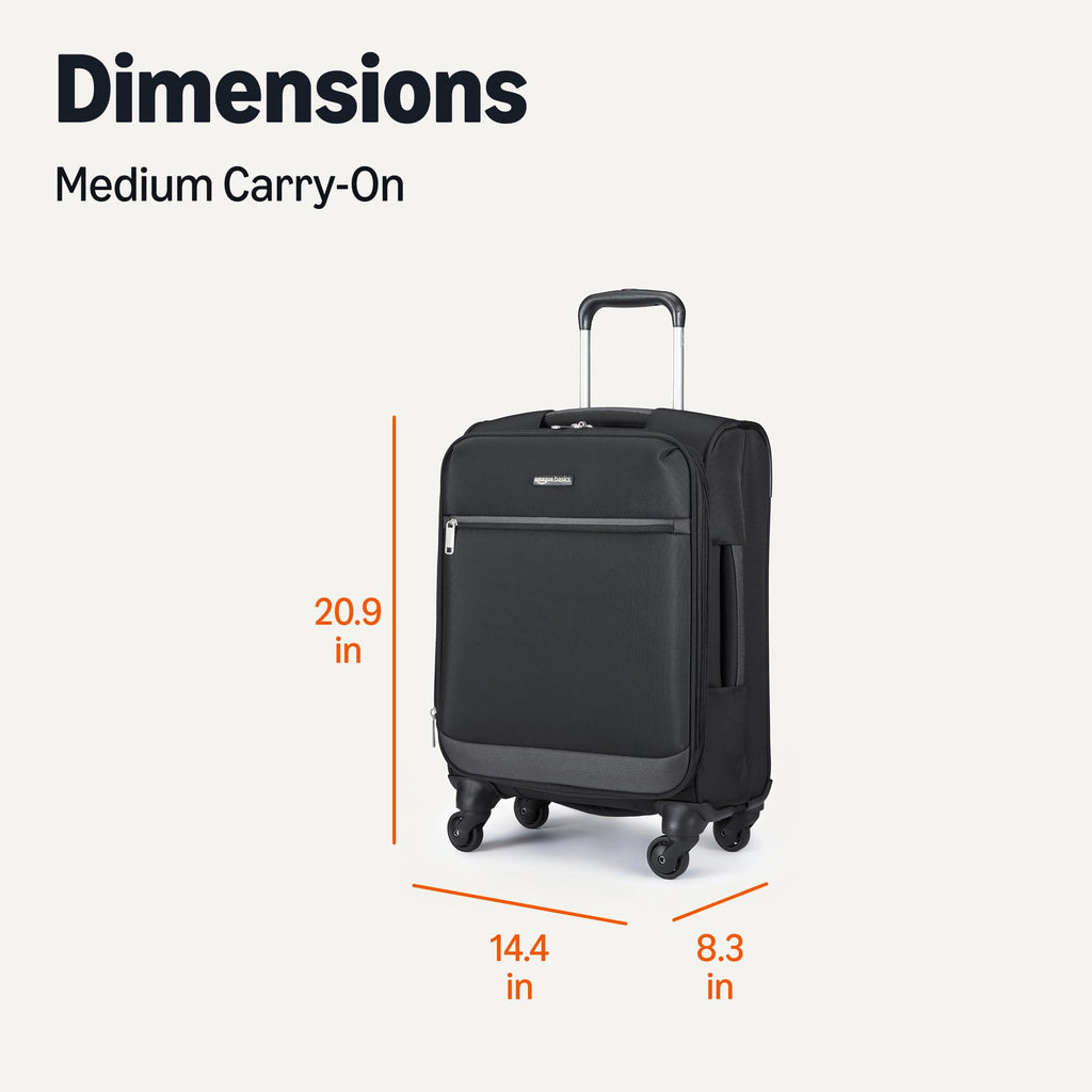 18" Medium Expandable Softside Suitcase with Spinner Wheels, Black W55201