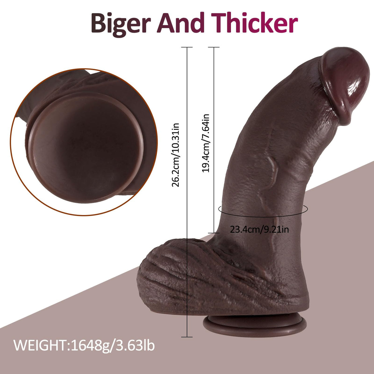 9.21 inch Black Silicone Dildo with Suction Cup U638739
