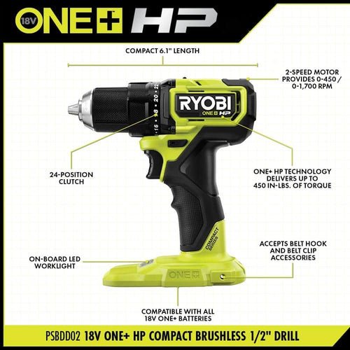 18V Brushless Cordless Compact 2-Tool Combo Kit with Drill/Driver C728854