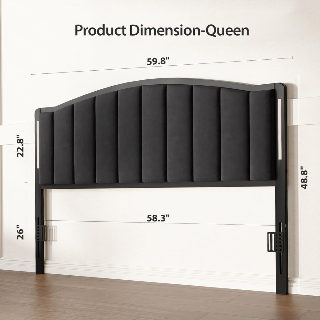 Upholstered Tufting Headboard Queen Size with Lights E84038
