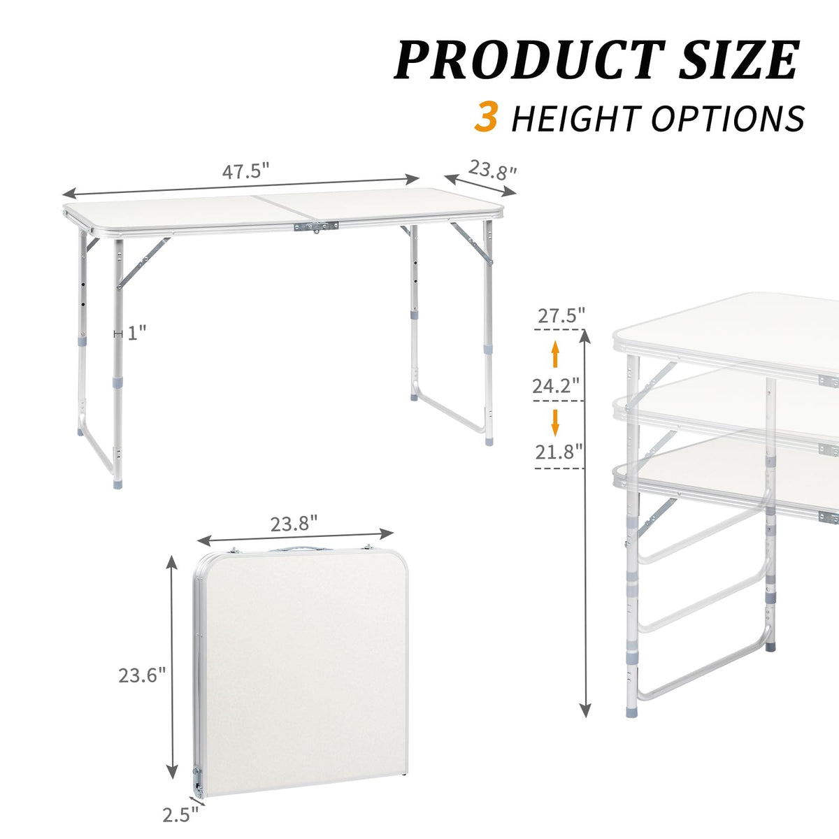 Folding Portable Camping Table White X180711