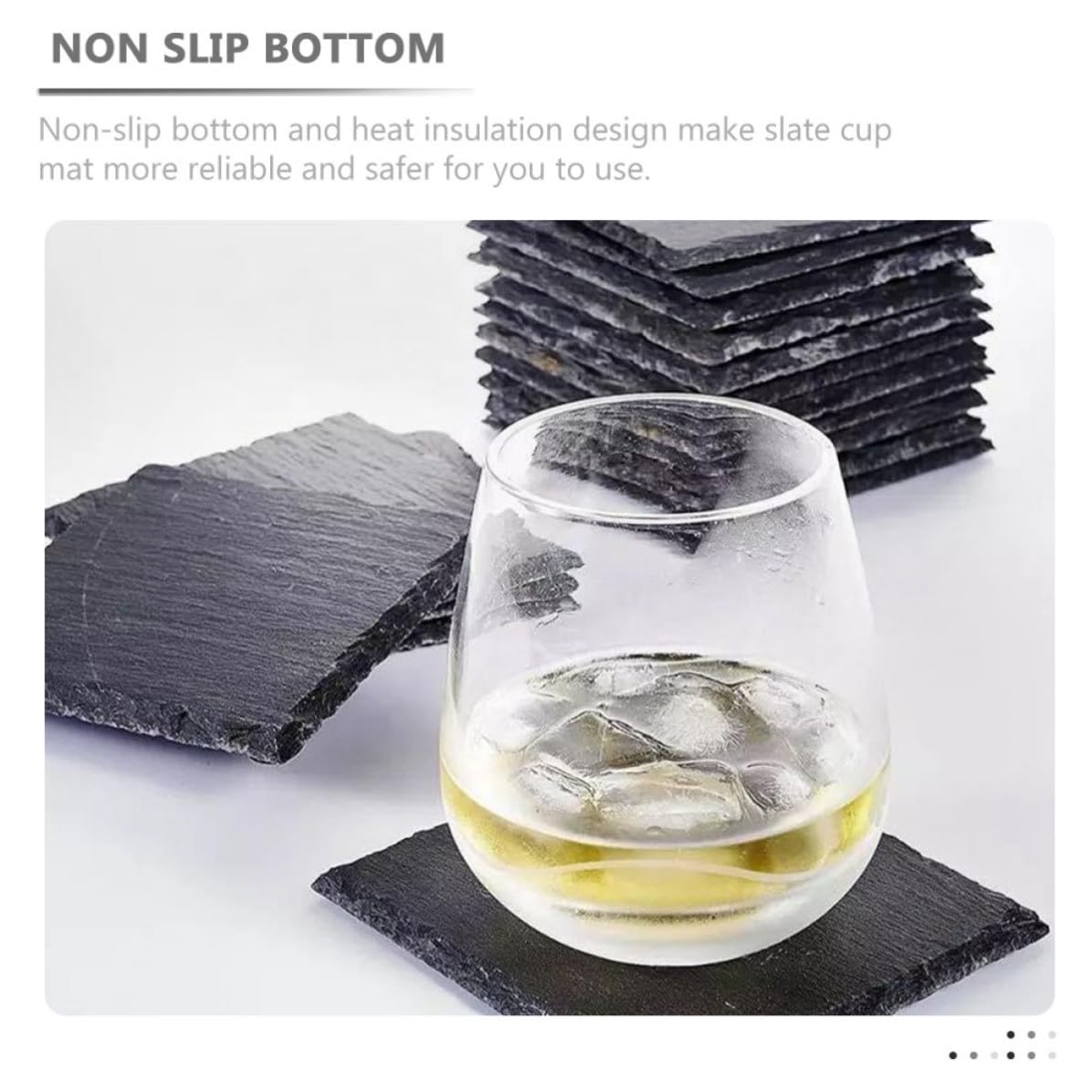 12 Pc Natural Stone Coasters with Non Slip Bottom V5540