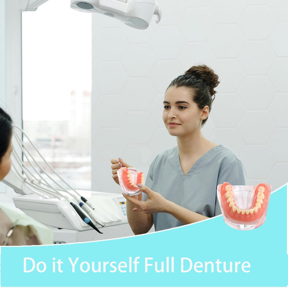 DIY Denture Complete Kit with Impression Material, Gum Material, Components for Top and Bottom Full or Partial Dentures D27692