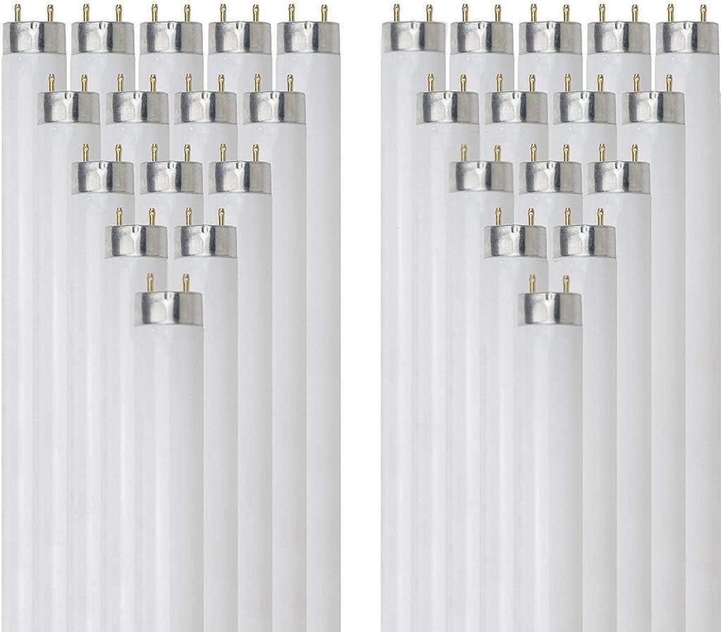 24 Inch T8 Fluorescent Tube Light Bulb 17W 4100K Cool White G13 Base Pack of 30 G252137