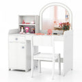 Kids Vanity Table and Chair Set with LED Lighted Mirror U444013