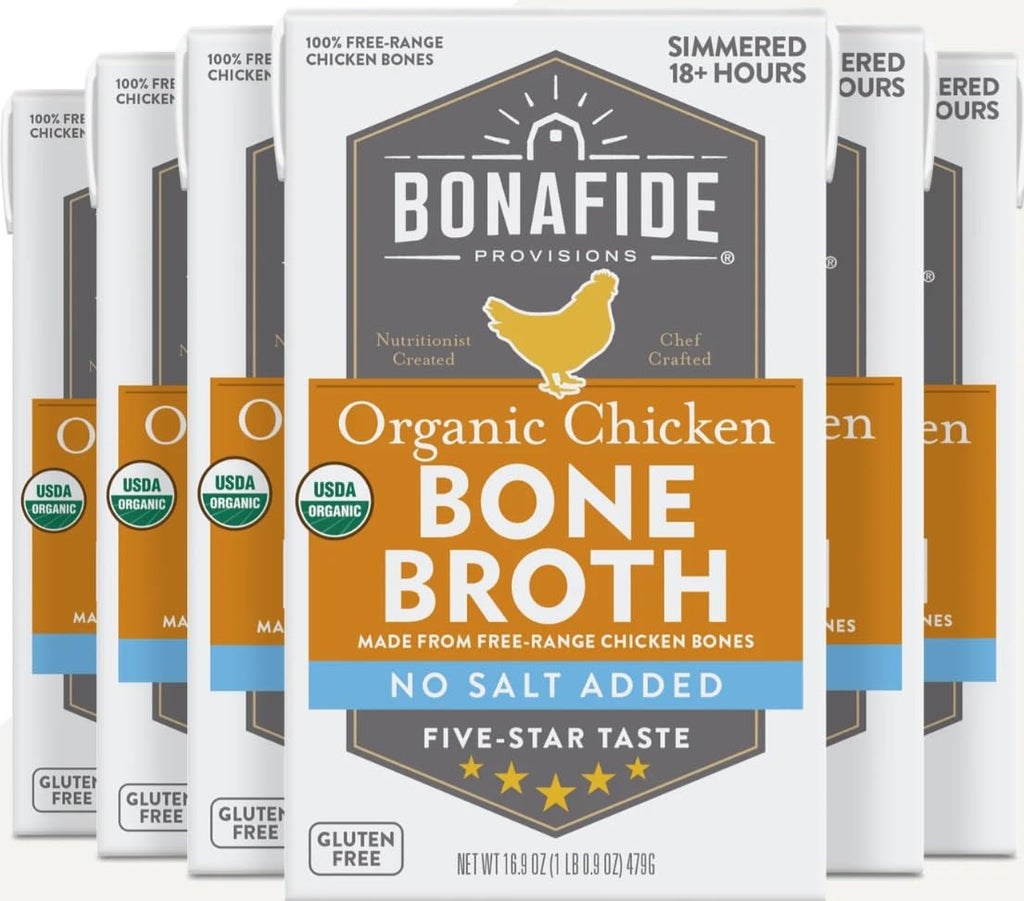 Organic Chicken Bone Broth No Salt Added 16.9oz 6 Pack J850678