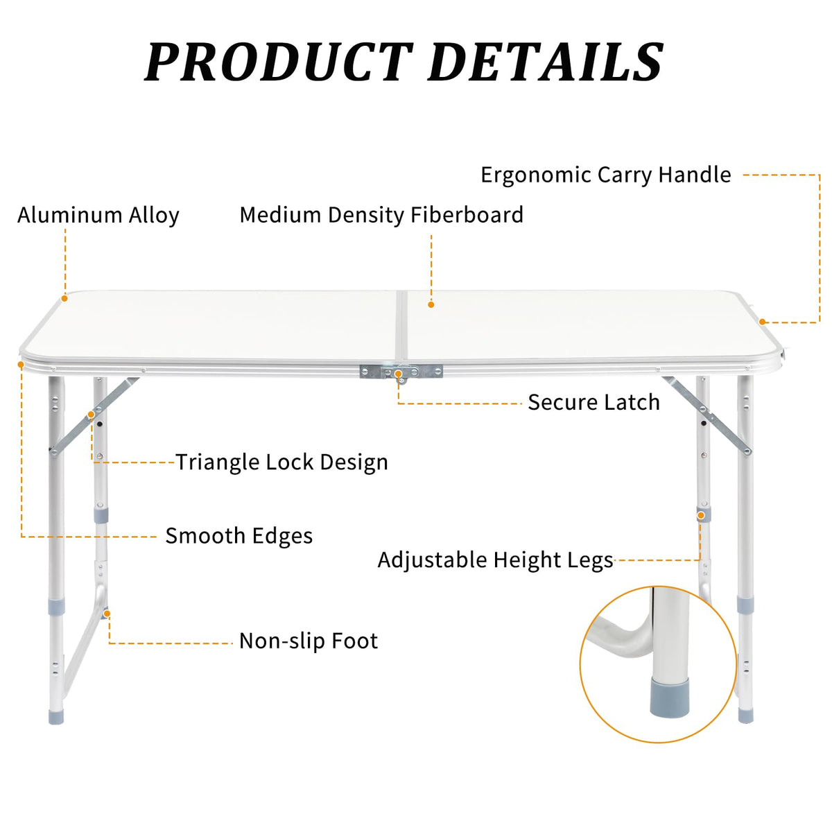 Folding Portable Camping Table White X180711