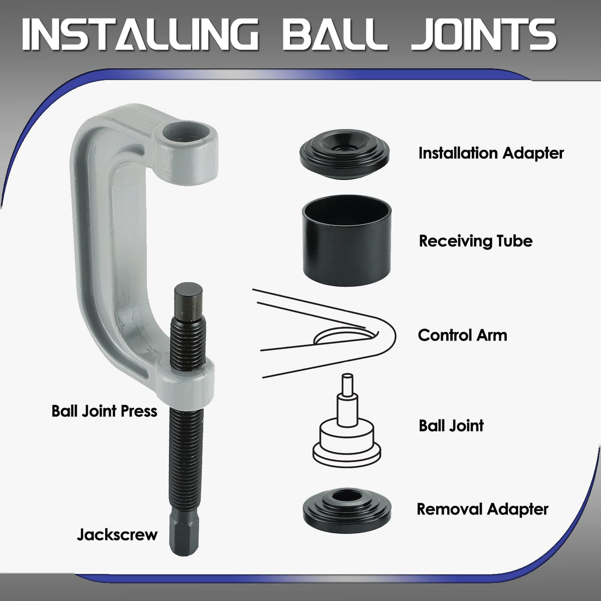 10 Pc Ball Joint Press Kit U Joint Removal Tool with Adapters M8515