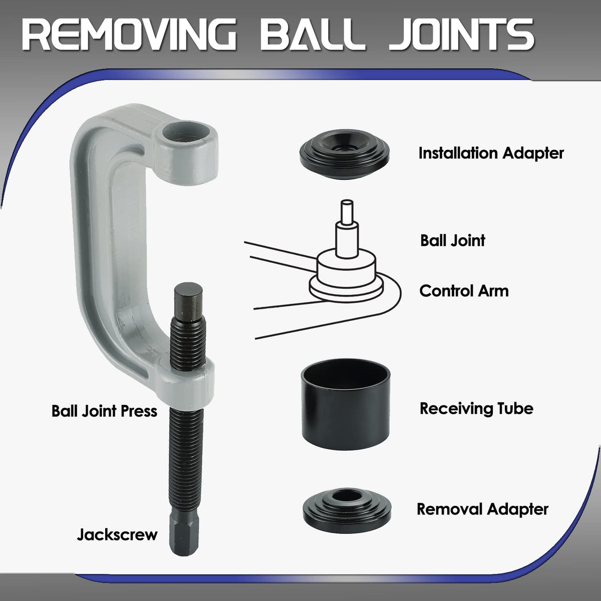10 Pc Ball Joint Press Kit U Joint Removal Tool with Adapters M8515