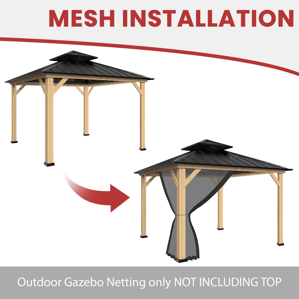 10' x 10' Gazebo Canopy Mosquito Netting Sidewalls N42242