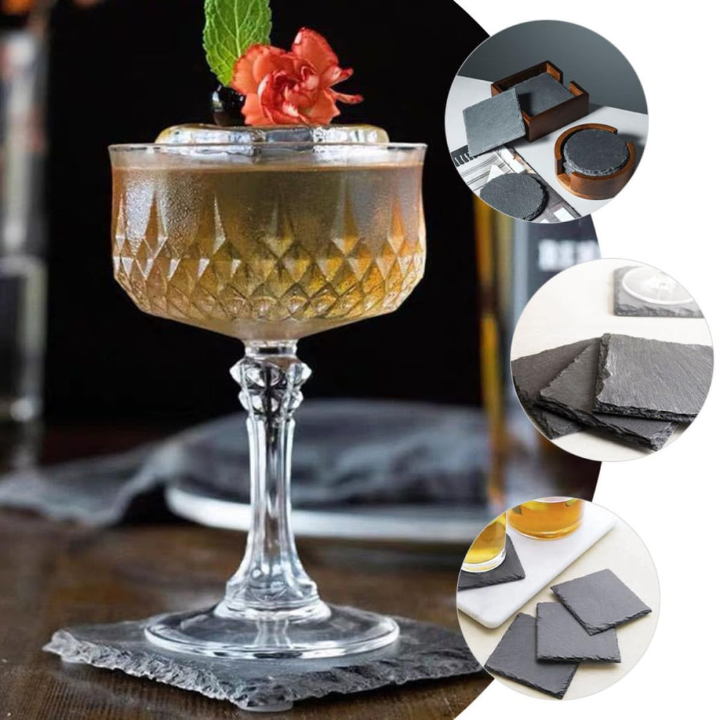 12 Pc Natural Stone Coasters with Non Slip Bottom V5540