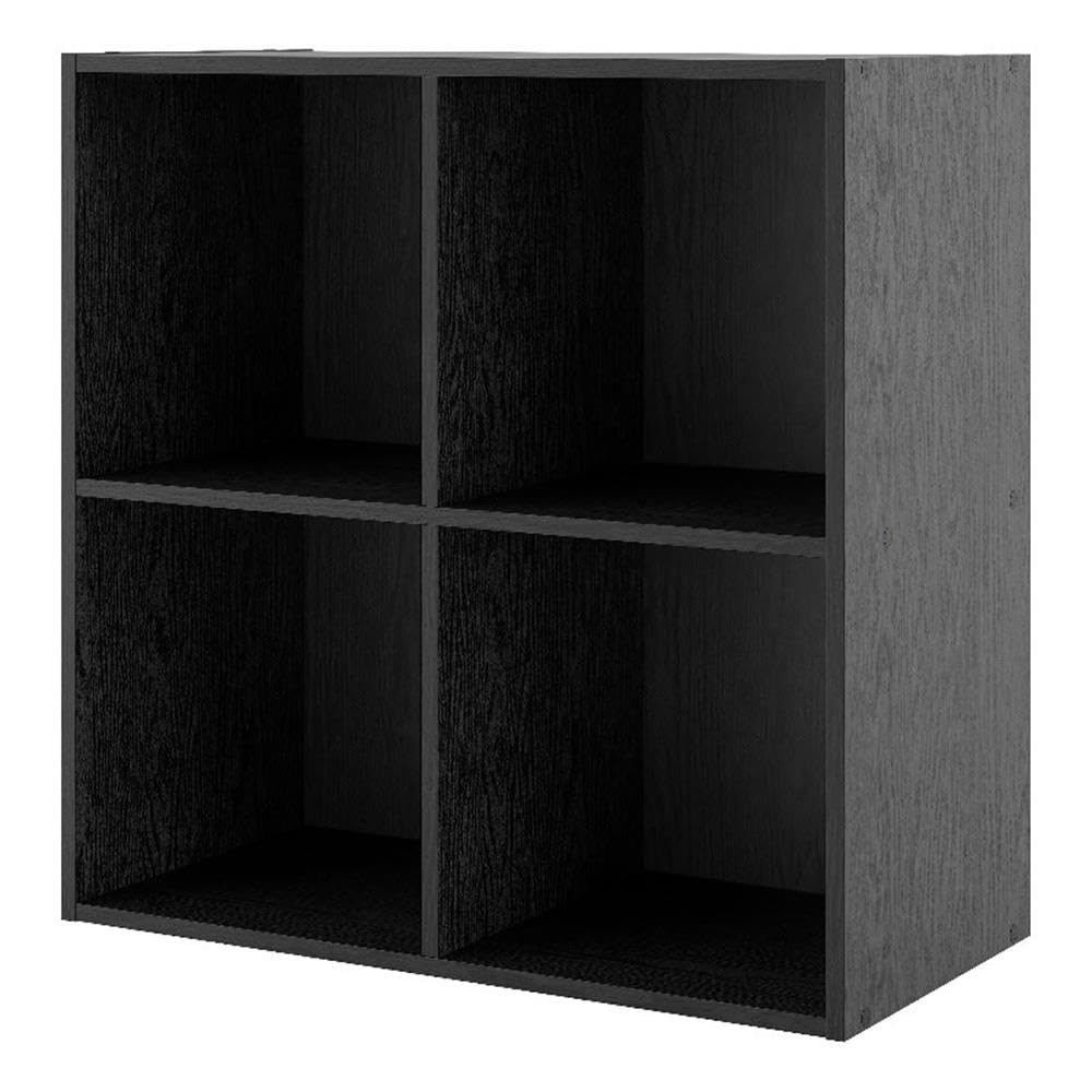Black 4-Cube Stackable Wood Storage Organizer Shelves Y757