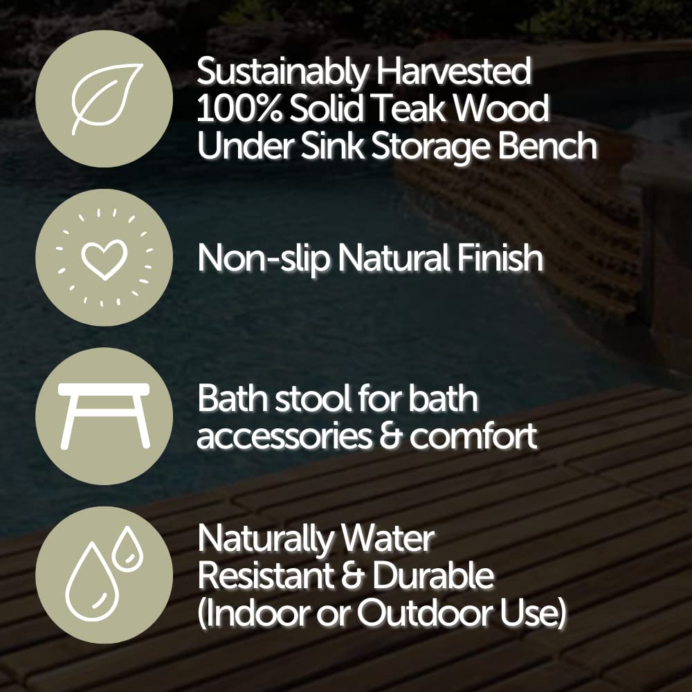 Teak Shower Stool and Spa Bench with Shelf Q9599