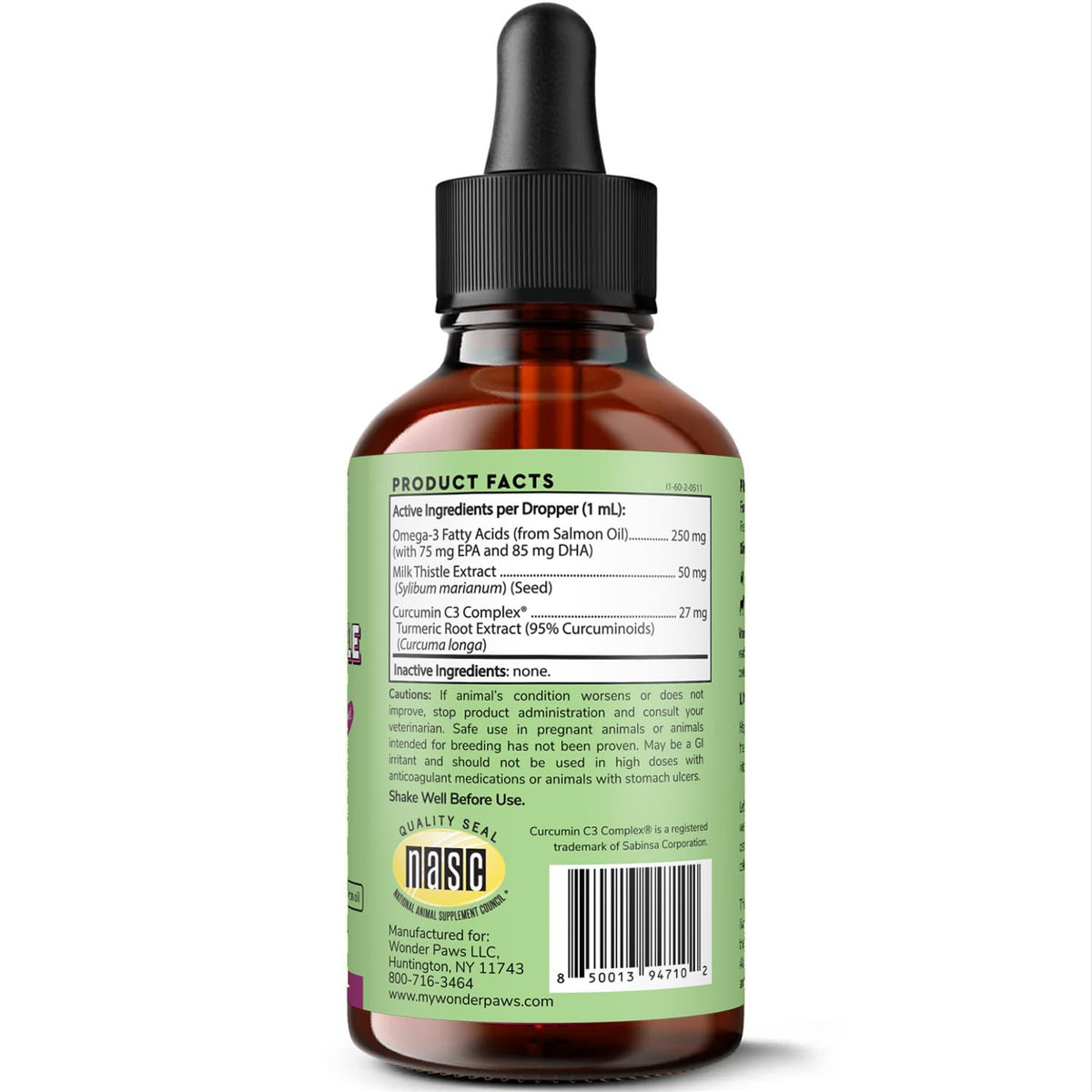 Milk Thistle Liver Support for Dogs with Salmon Oil & Curcumin 2 Oz E993