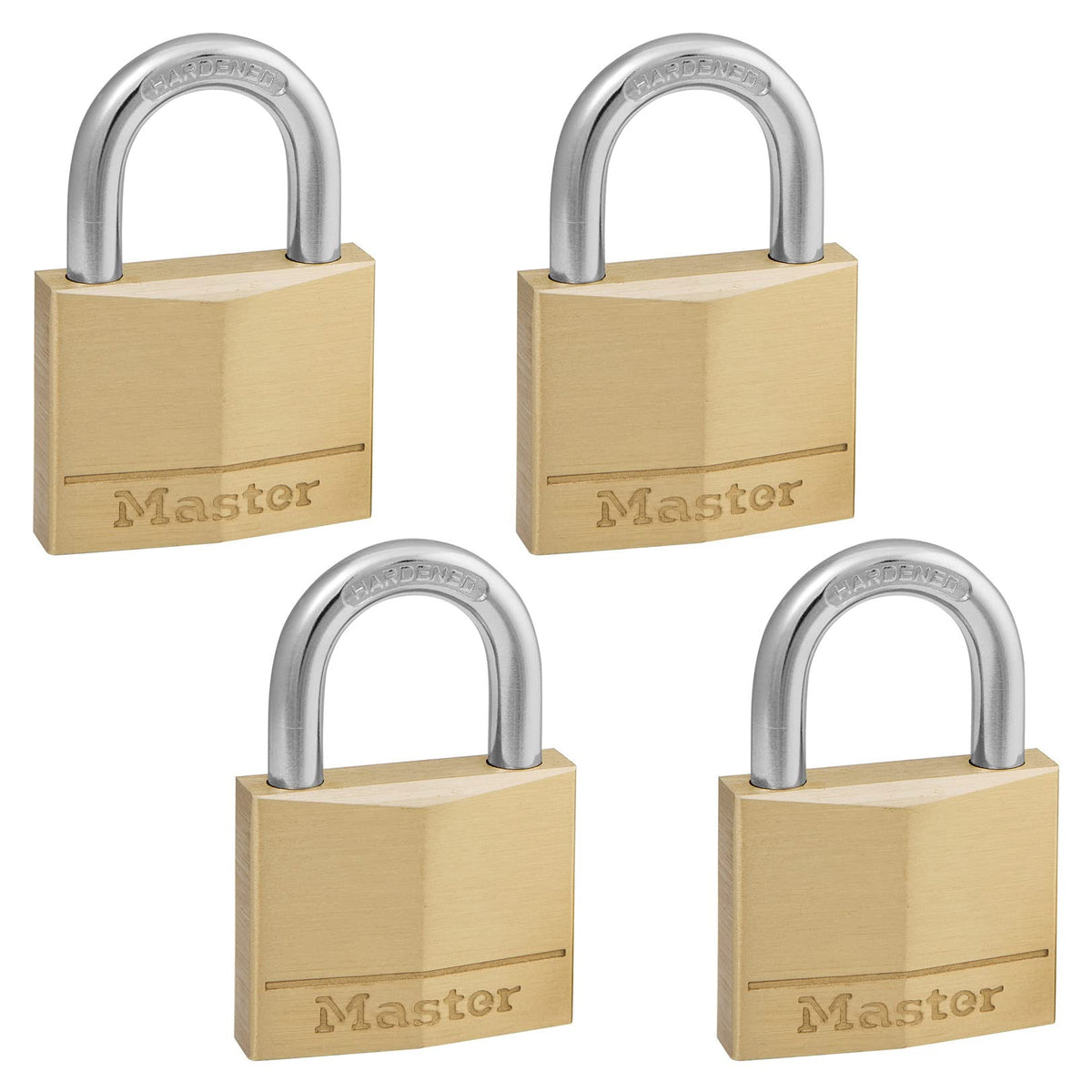 Solid Brass Padlock with Key, 4 Pack M668