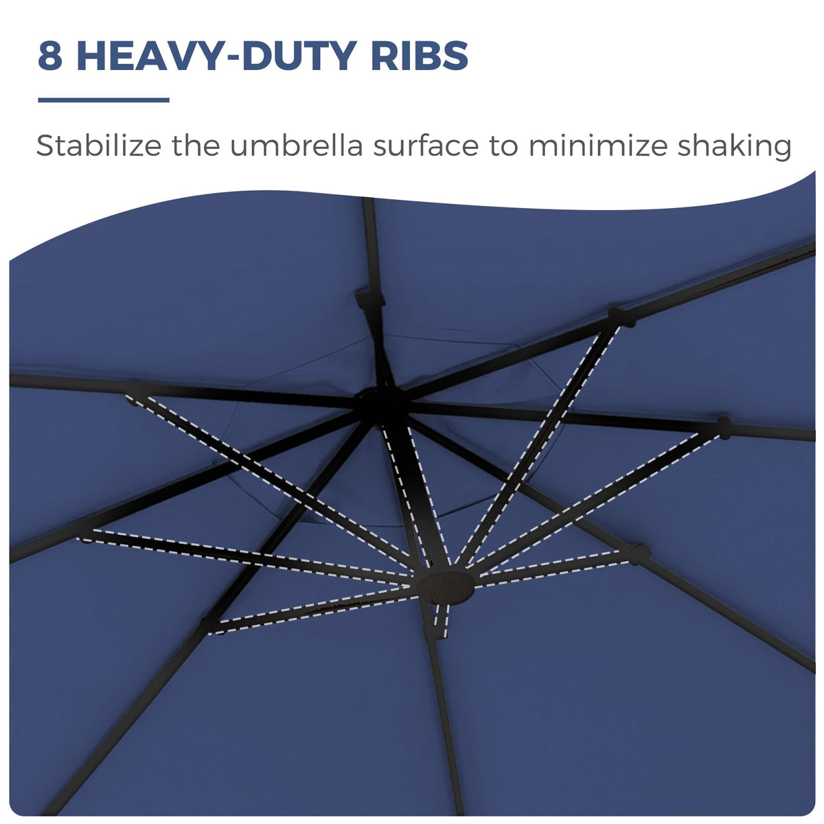 12FT Cantilever Round Umbrella with Base & Cover Navy Blue N110
