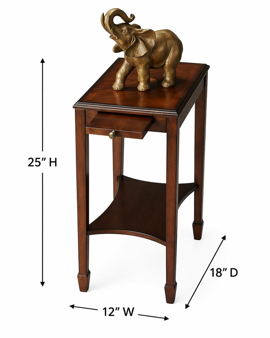 Traditional Rectangular Wood Side Table with Pull-Out Tray F935576