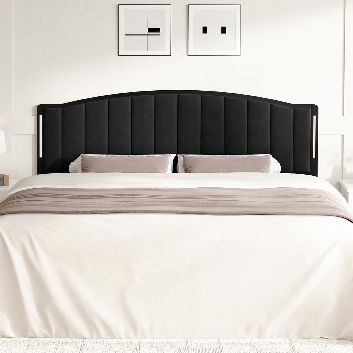 Upholstered Tufting Headboard Queen Size with Lights E84038