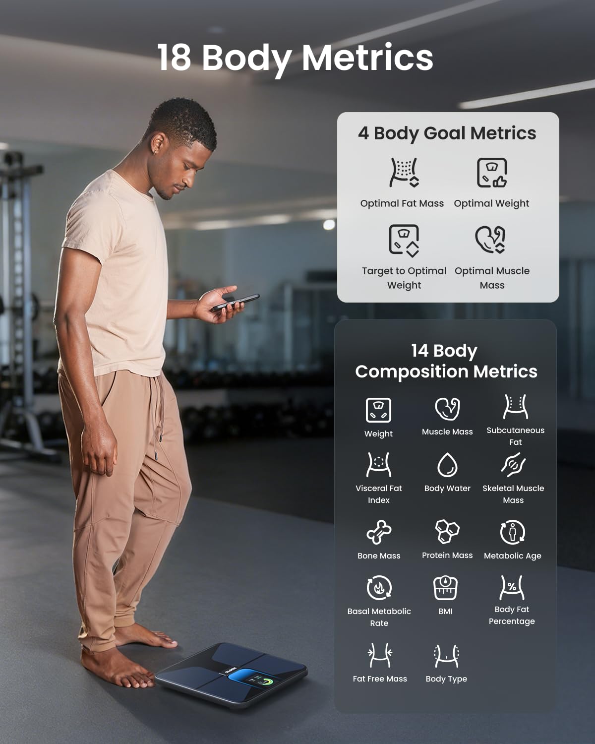 Wi-Fi Bluetooth Rechargeable Body Fat Smart Scale Q186