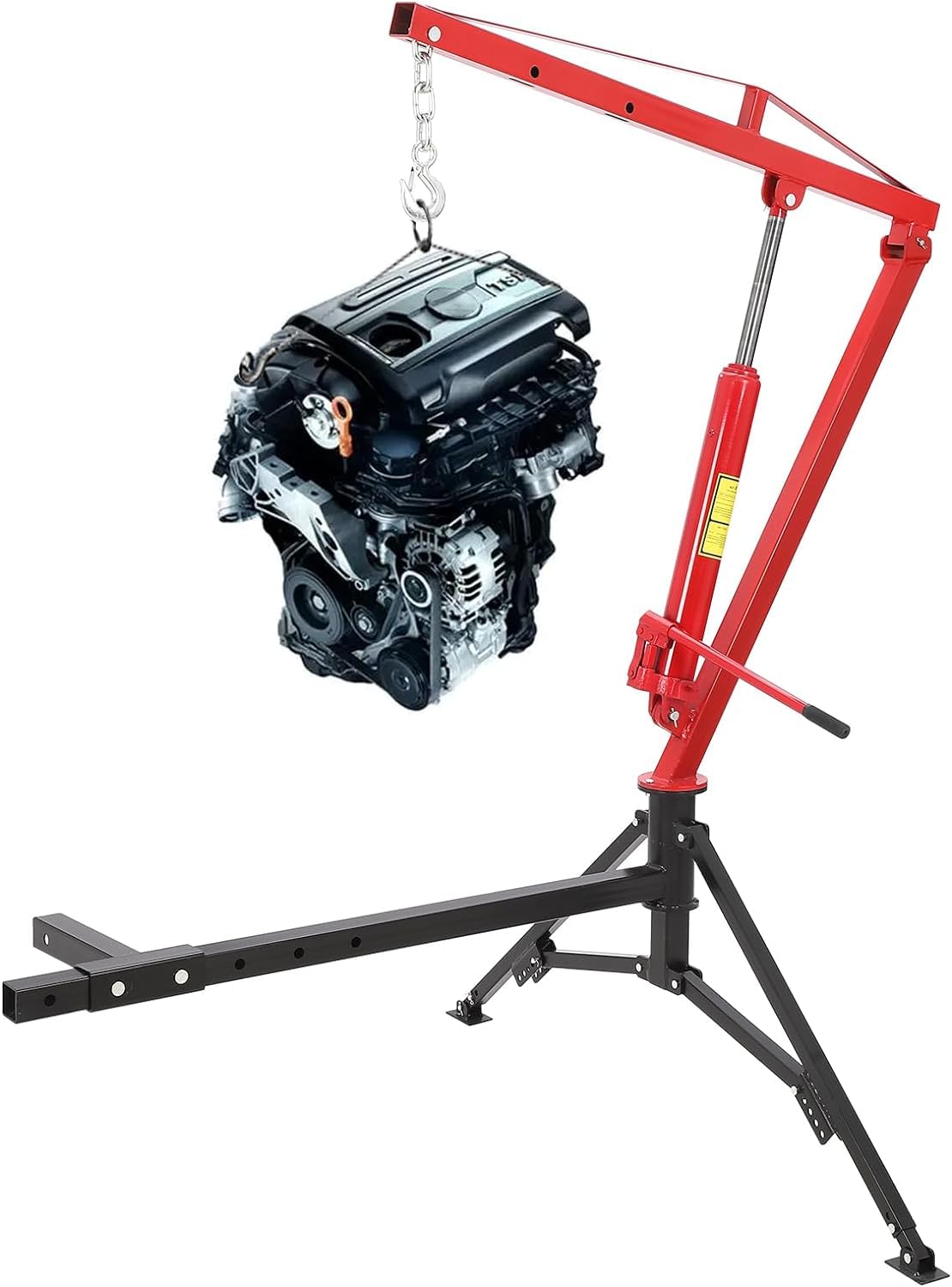 Hydraulic Hitch Mounted Pickup Truck Crane, 1000 Lbs Capacity, 360° Swivel, Red C396278