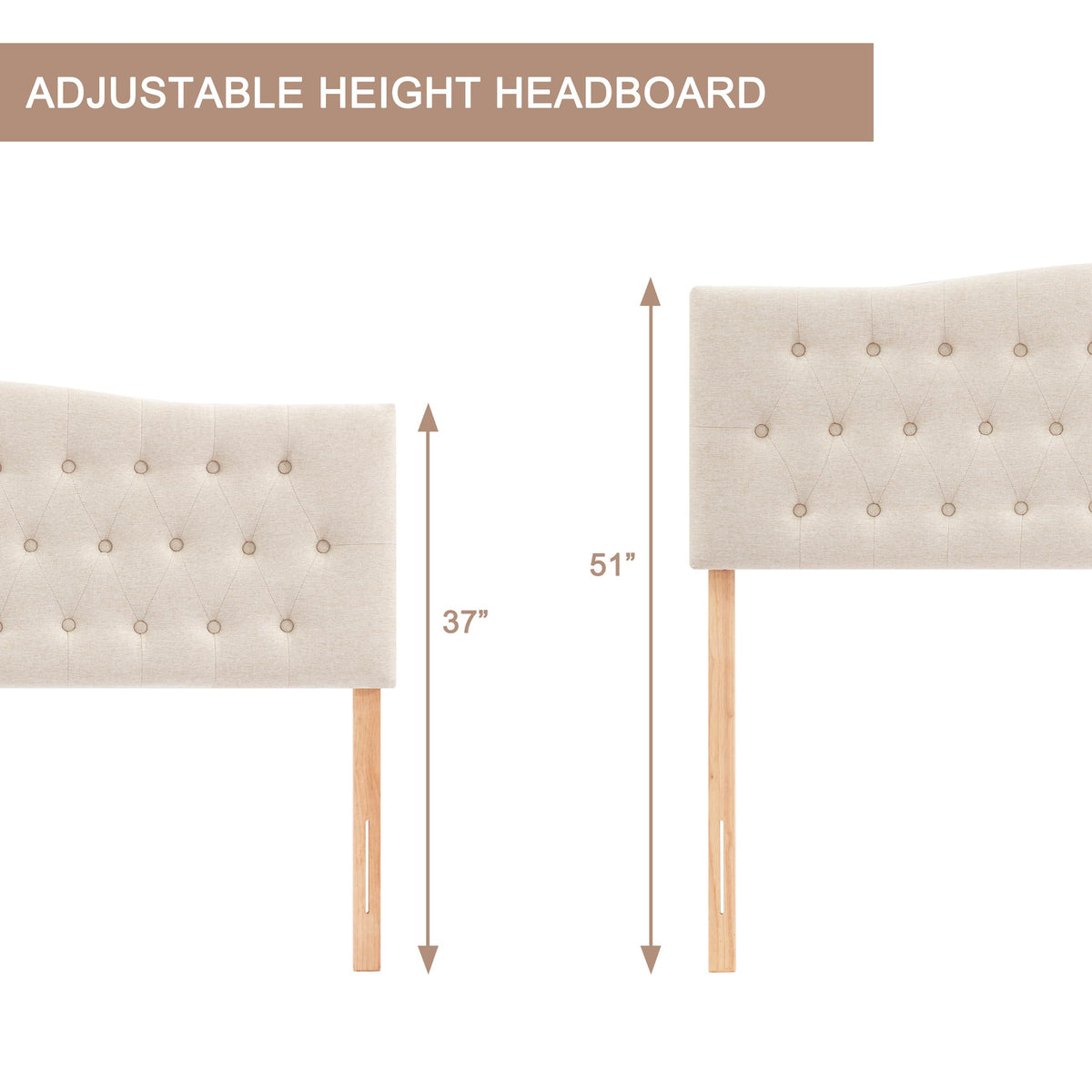 Beige Queen Size Tufted Headboard C6535