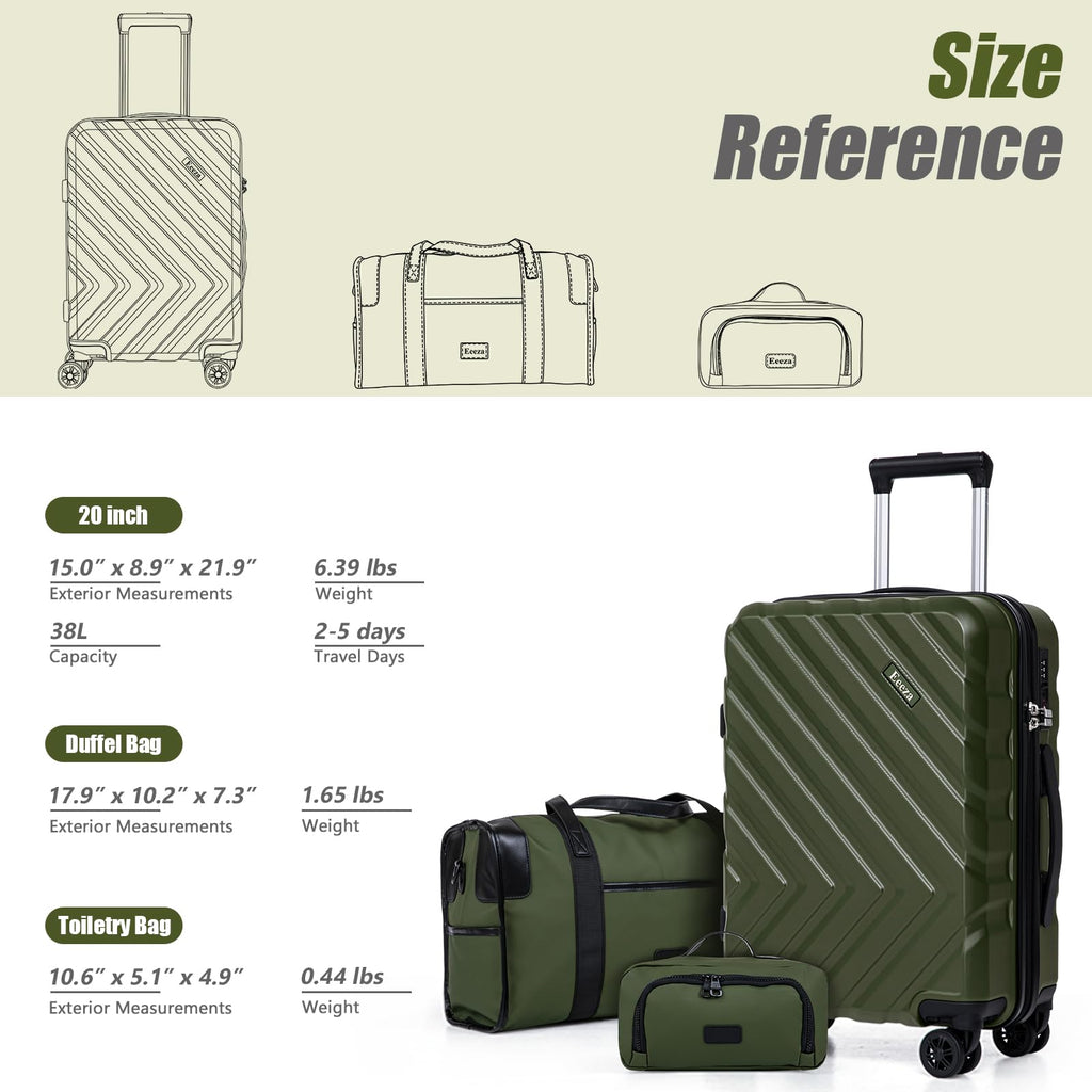 3 Piece White Carry On Luggage Set E856513