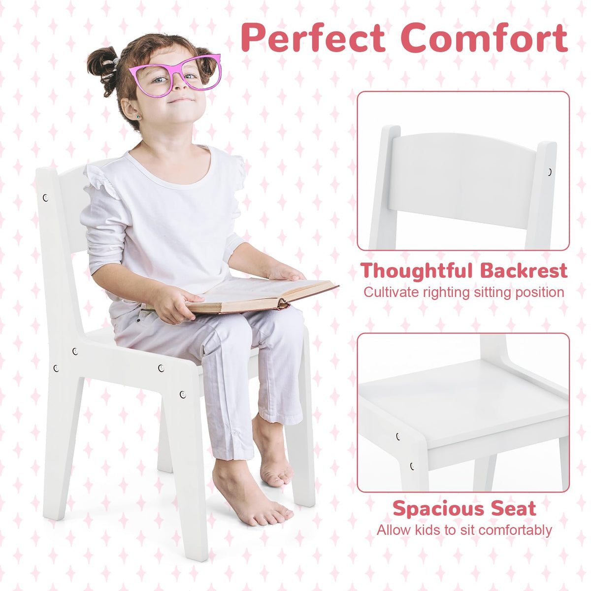 Kids Vanity Table and Chair Set with LED Lighted Mirror U444013
