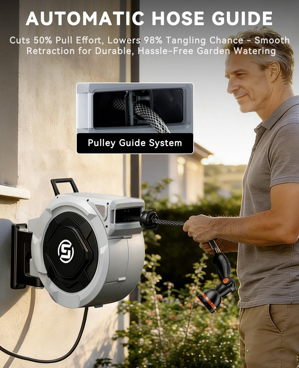5/8in x 100ft Retractable Garden Hose Reel W790